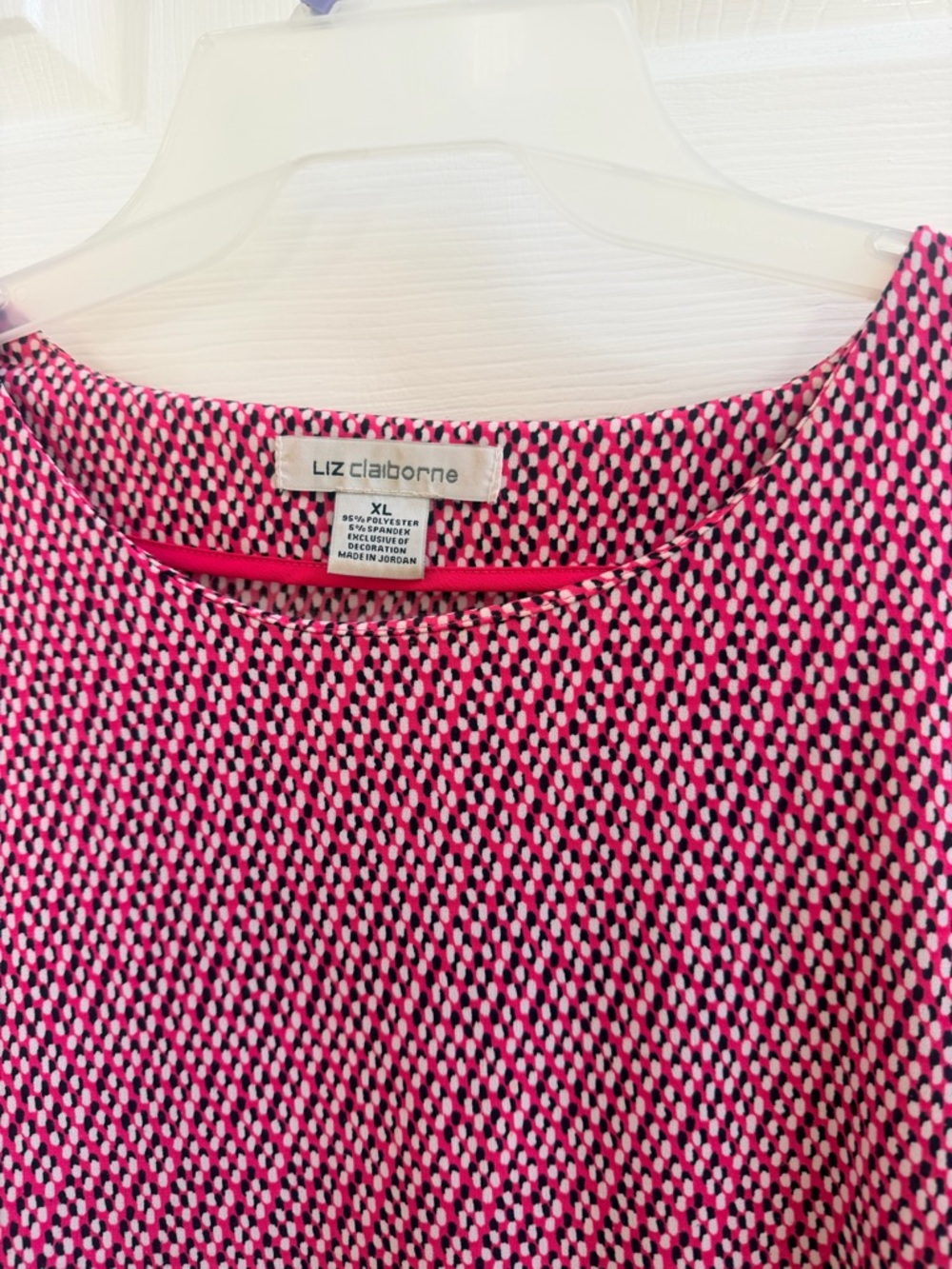 Liz Claiborne XL Pink Geometric Shell Top Career Blouse Sleeveless